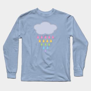 Raining Rainbow Rain Cloud in Blue Long Sleeve T-Shirt